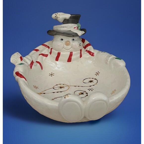 Lenox Occasions Snowman Top Hat Christmas Holiday Treat Candy Nut Bowl Dish - Picture 1 of 9